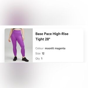 Lululemon Base Pace Vibrant Purple Leggings